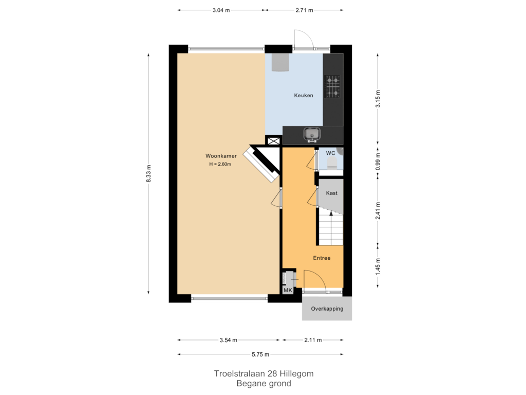 View floorplan of Begane grond of Troelstralaan 28