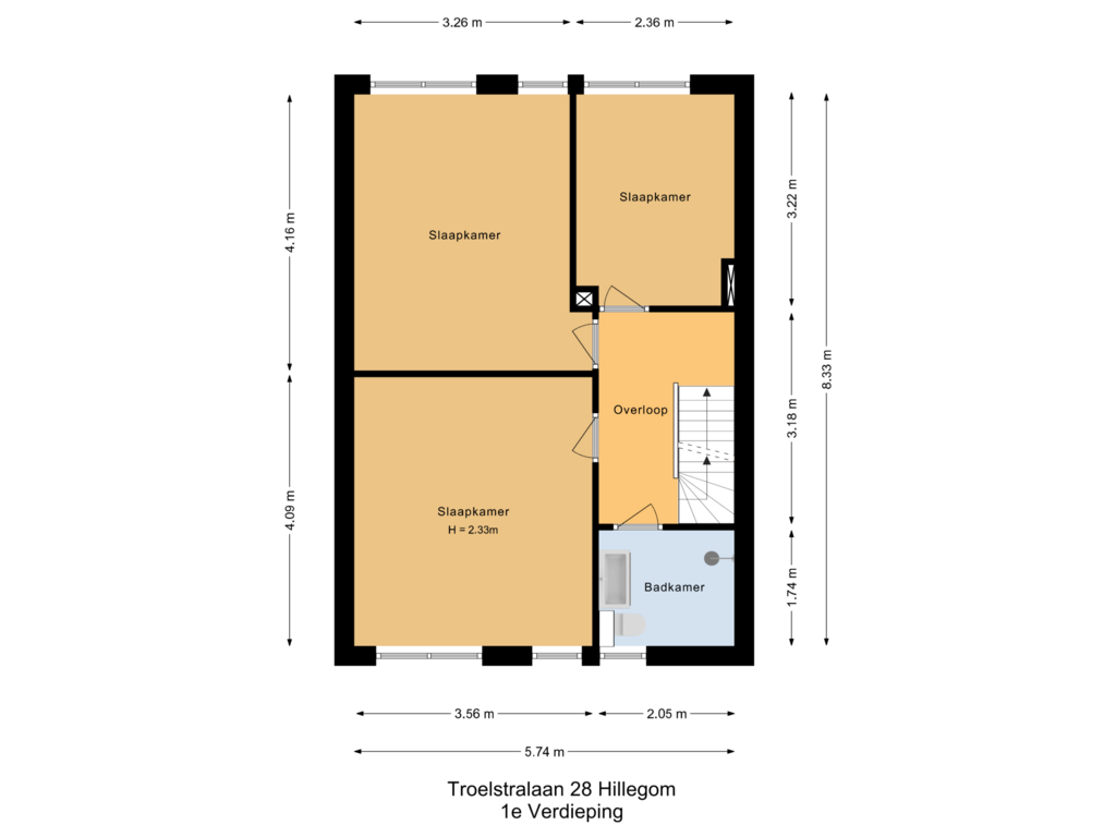 View floorplan of 1e Verdieping of Troelstralaan 28