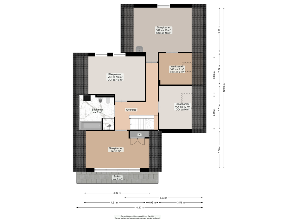 View floorplan of Eerste verdieping of Molenkamp 10