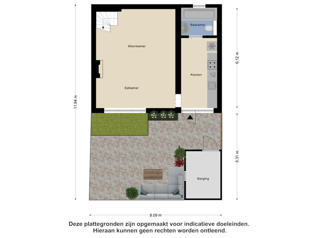 Bekijk plattegrond van Begane Grond Tuin van Kerkstraat 7-A