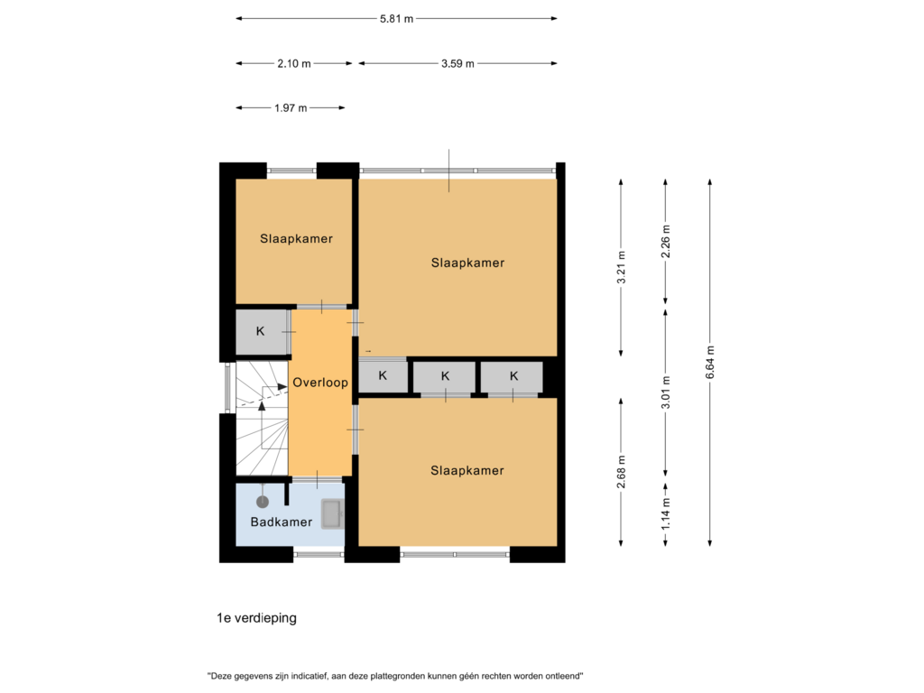 Bekijk plattegrond van 1e verdieping van Mozartstraat 36