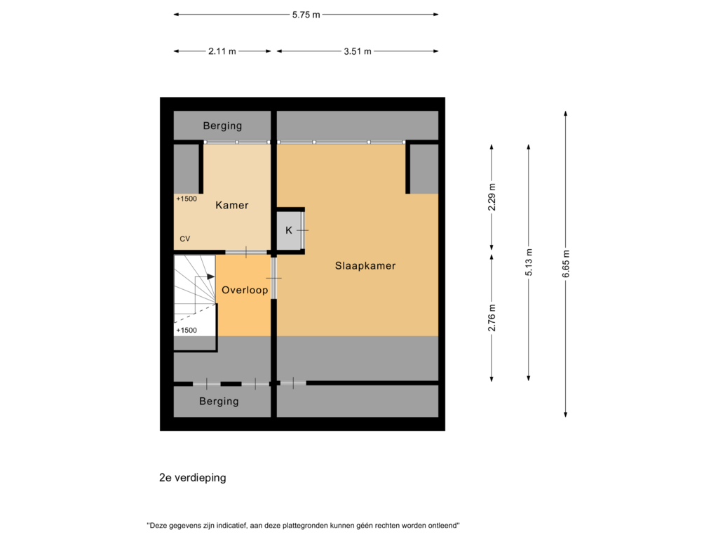 Bekijk plattegrond van 2e verdieping van Mozartstraat 36