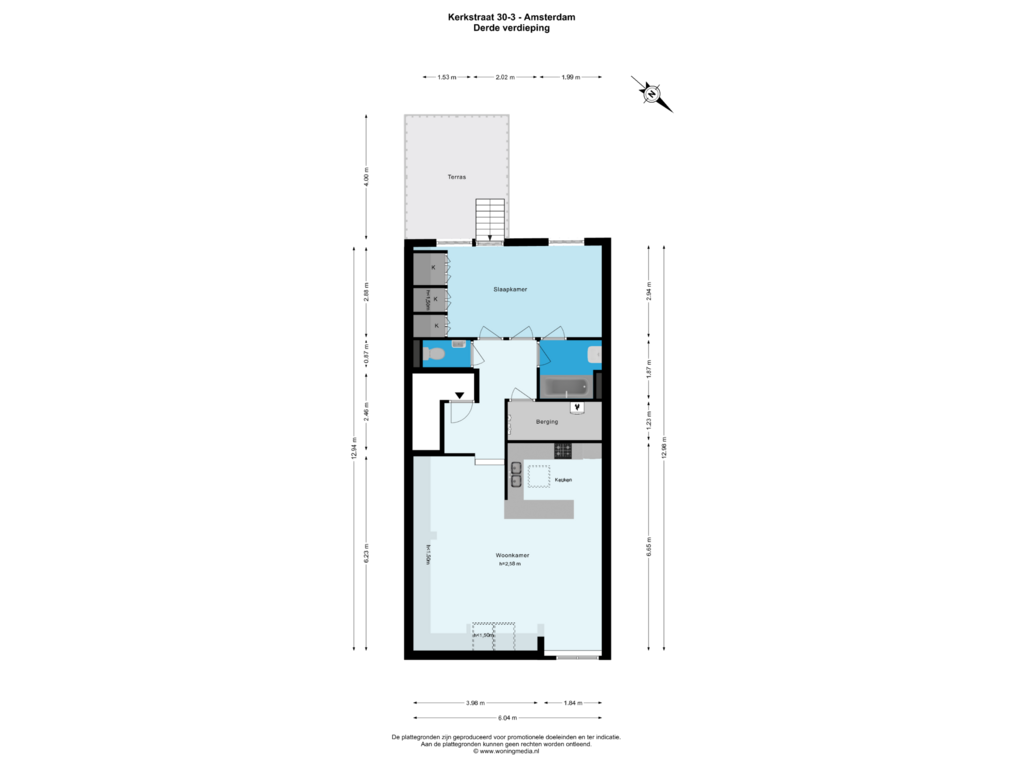 View floorplan of Derde verdieping of Kerkstraat 30-3