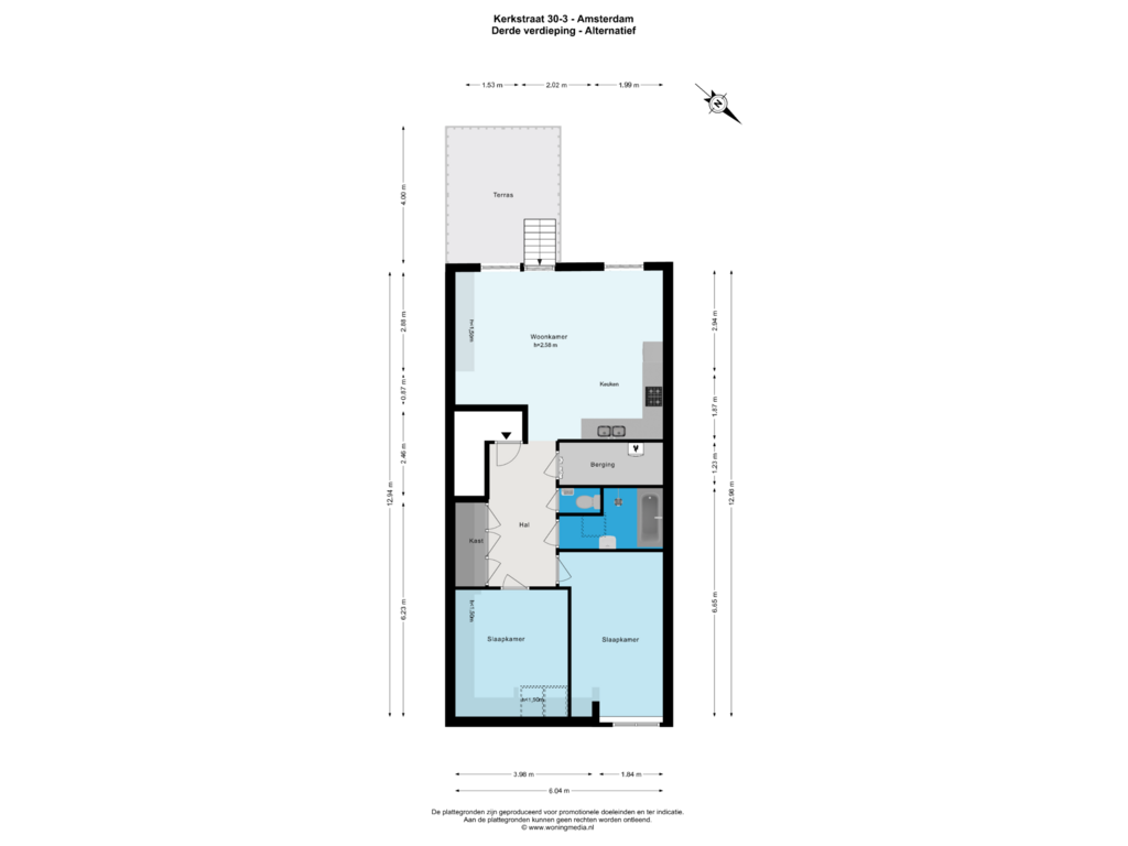 View floorplan of Derde verdieping - Alt of Kerkstraat 30-3