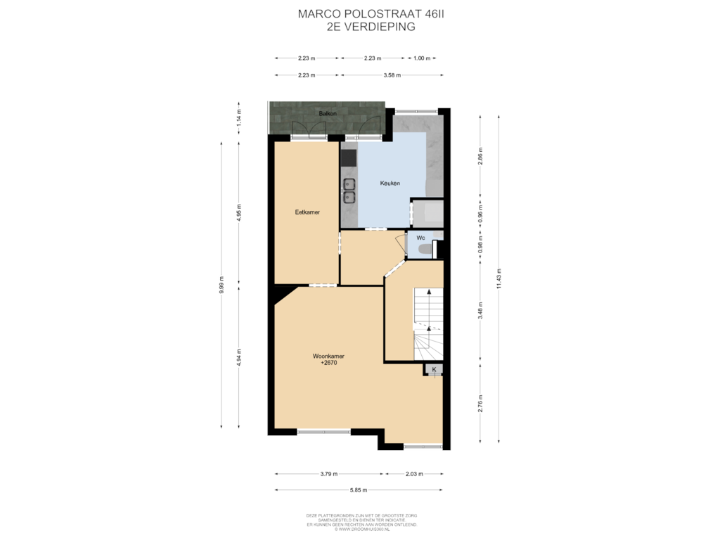 Bekijk plattegrond van 2E Verdieping van Marco Polostraat 46-2