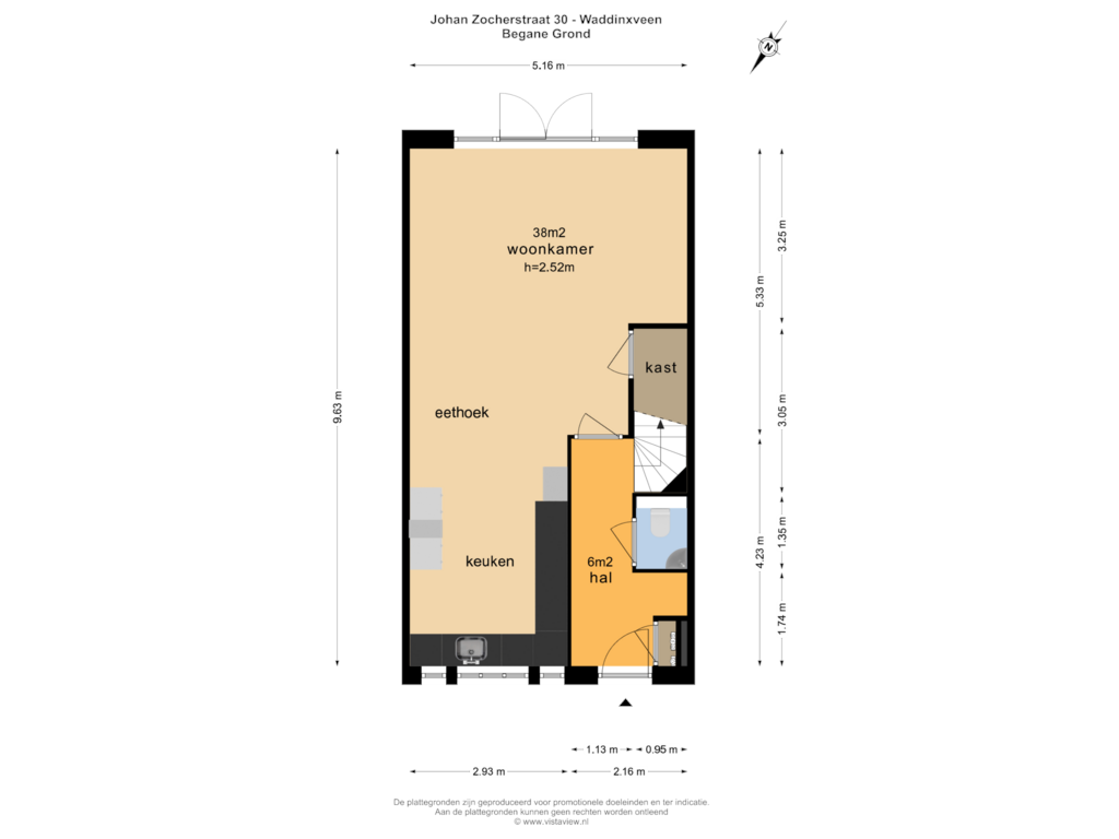 View floorplan of BEGANE GROND of Johan Zocherstraat 30