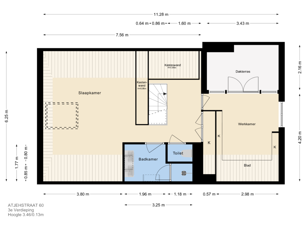 View floorplan of 3e Verdieping of Atjehstraat 60