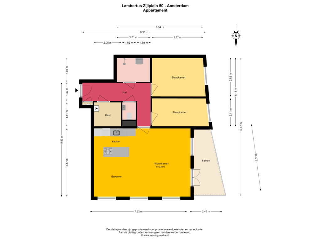 Bekijk plattegrond van Appartement van Lambertus Zijlplein 50