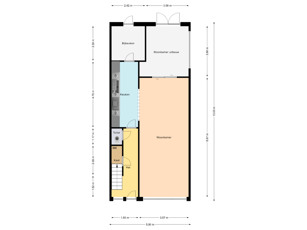 Bekijk plattegrond van Begane Grond van Voeghoutenstraat 242