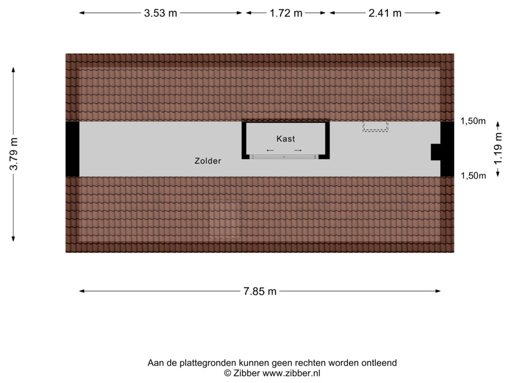 View floorplan of Zolder of Grote Kerkstraat 16