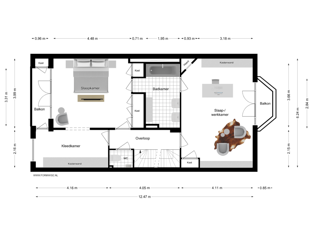 View floorplan of 1e VERDIEPING of Gerrit van der Veenstraat 17