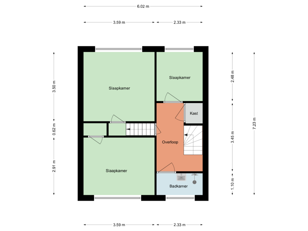 Bekijk plattegrond van 1e Verdieping van Meidoornstraat 3