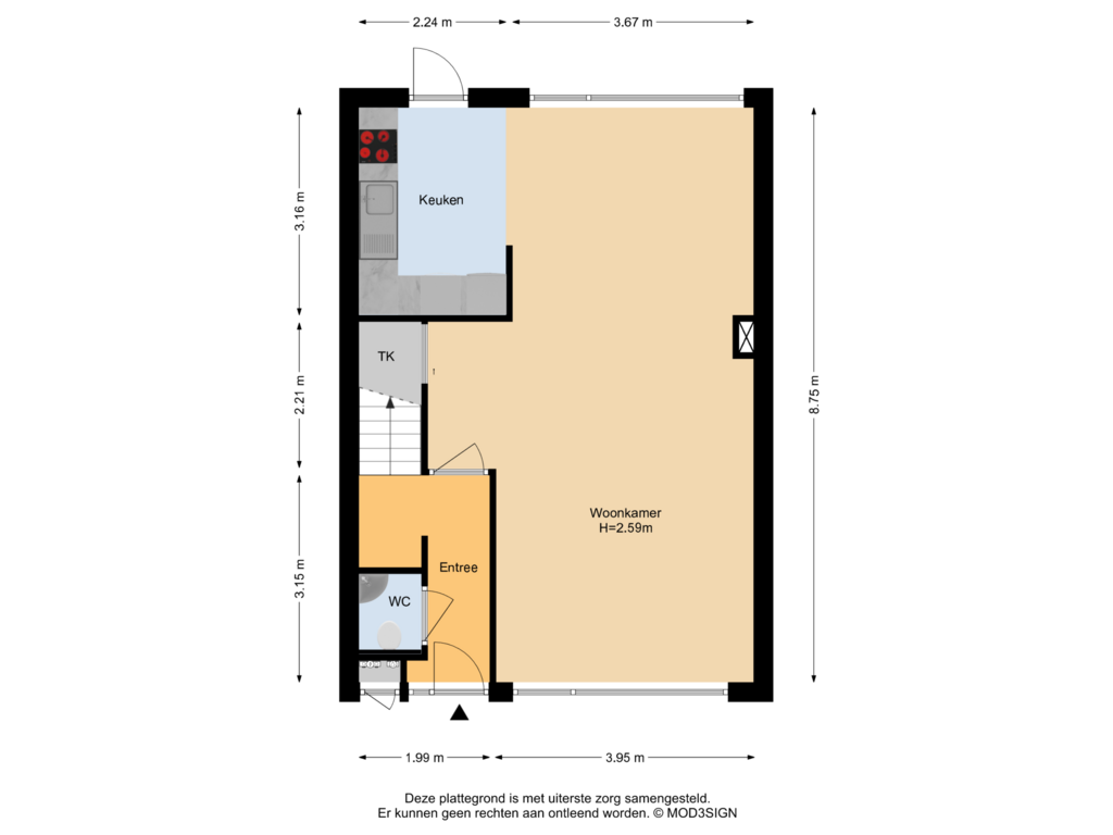 Bekijk plattegrond van Begane Grond van Meervlietstraat 167