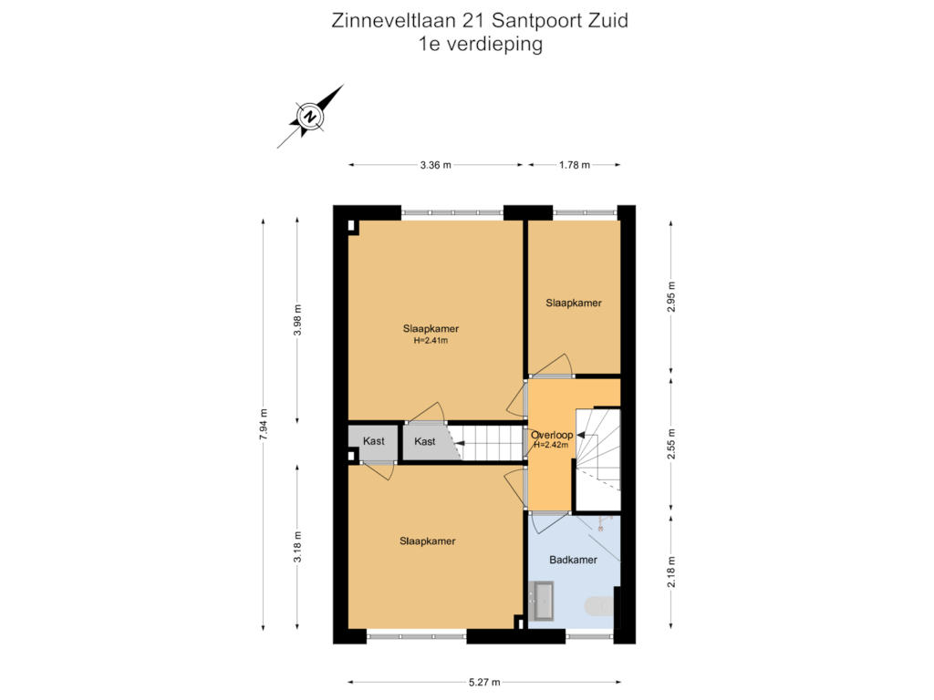 Bekijk plattegrond van 1e Verdieping van Zinneveltlaan 21