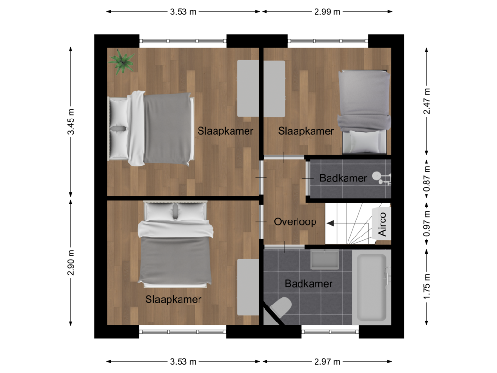 View floorplan of Eerste verdieping of Heerstraat Zuid 61