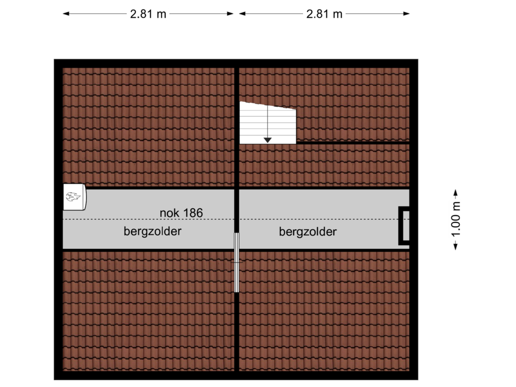 View floorplan of zolder of Prins Bernhardlaan 23