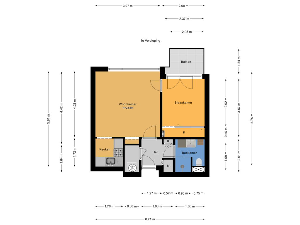 Bekijk plattegrond van 1e Verdieping van Elisabeth Brugsmaweg 1-107