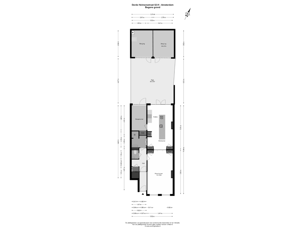 View floorplan of Begane grond of Derde Helmersstraat 52-H