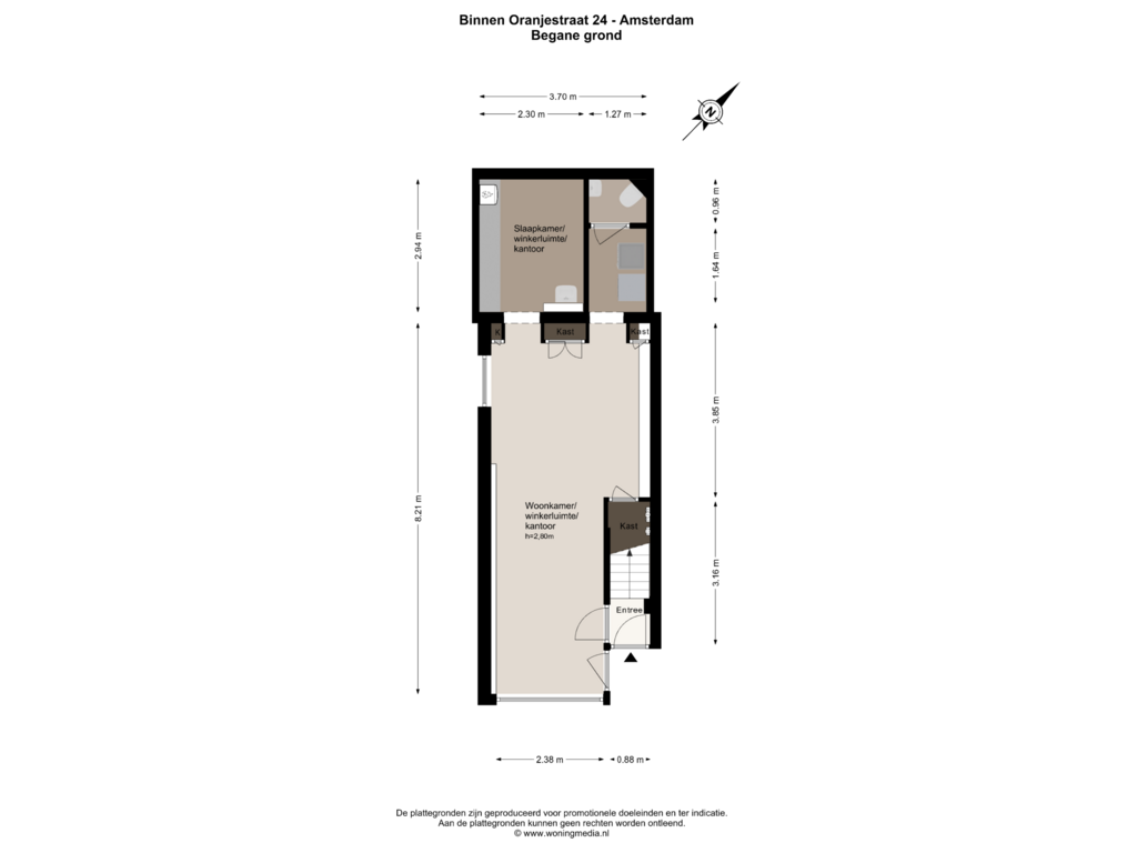 Bekijk plattegrond van Begane grond van Binnen Oranjestraat 24