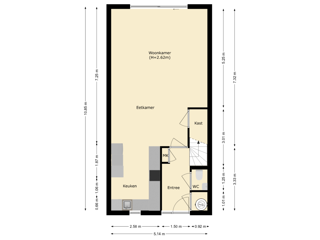 Bekijk plattegrond van begane grond van Ireen Wüststraat 30