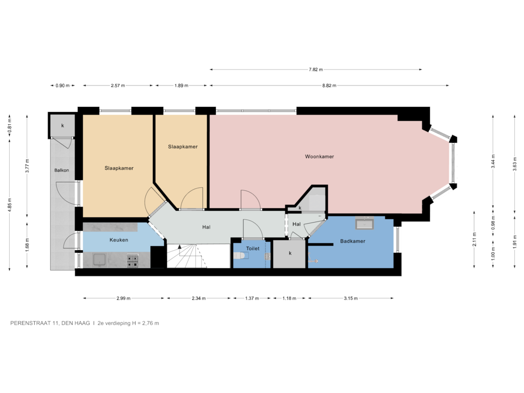 View floorplan of 2e verdieping of Perenstraat 11