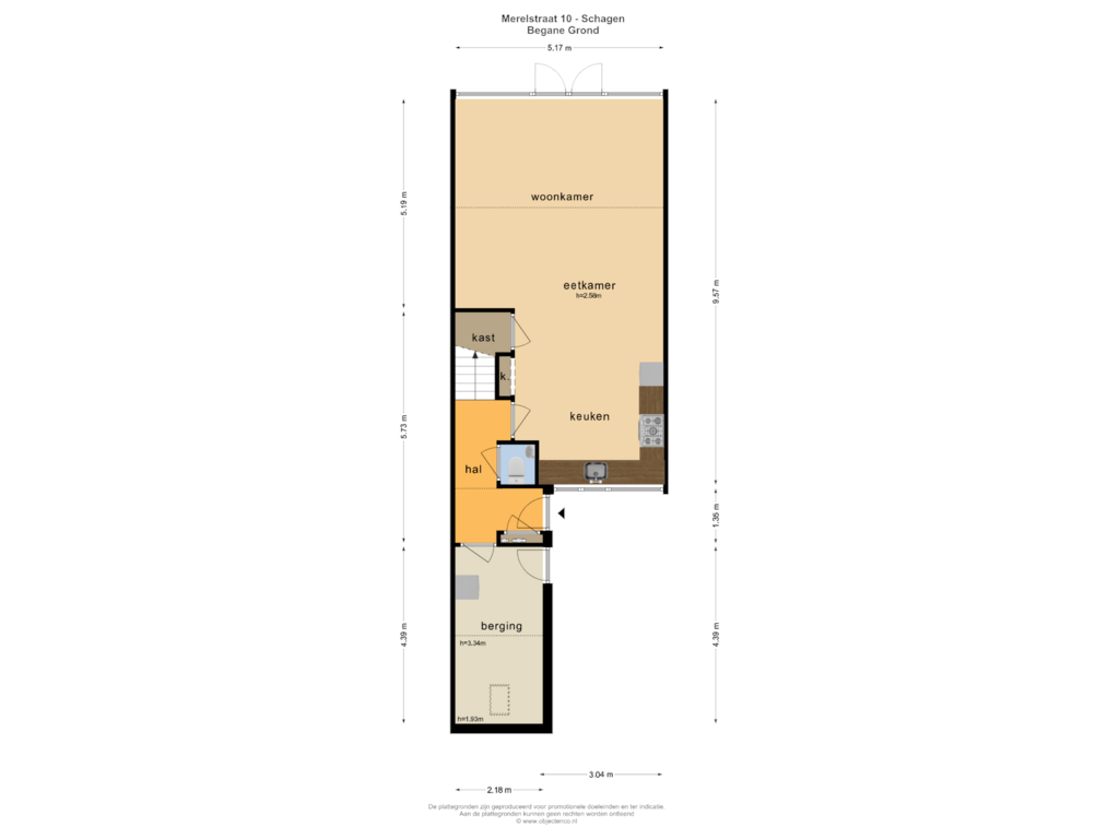 Bekijk plattegrond van BEGANE GROND van Merelstraat 10