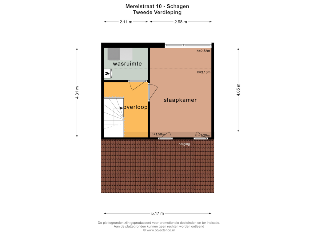 Bekijk plattegrond van TWEEDE VERDIEPING van Merelstraat 10