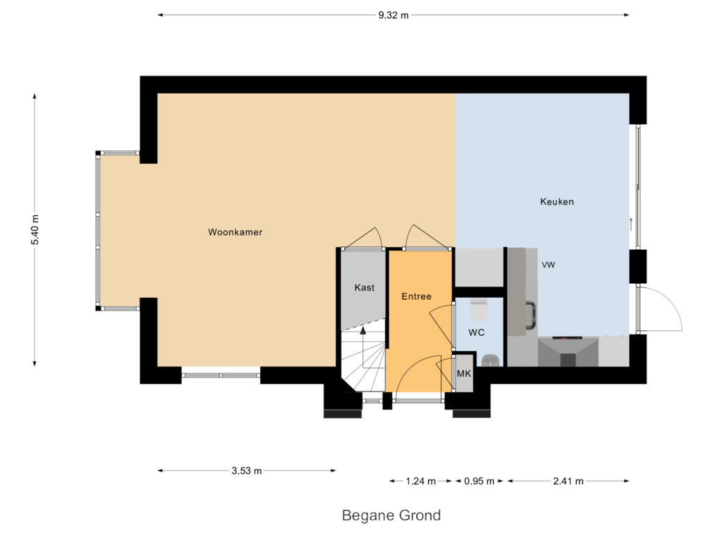 Bekijk plattegrond van Begane Grond van Maria Reginastraat 1