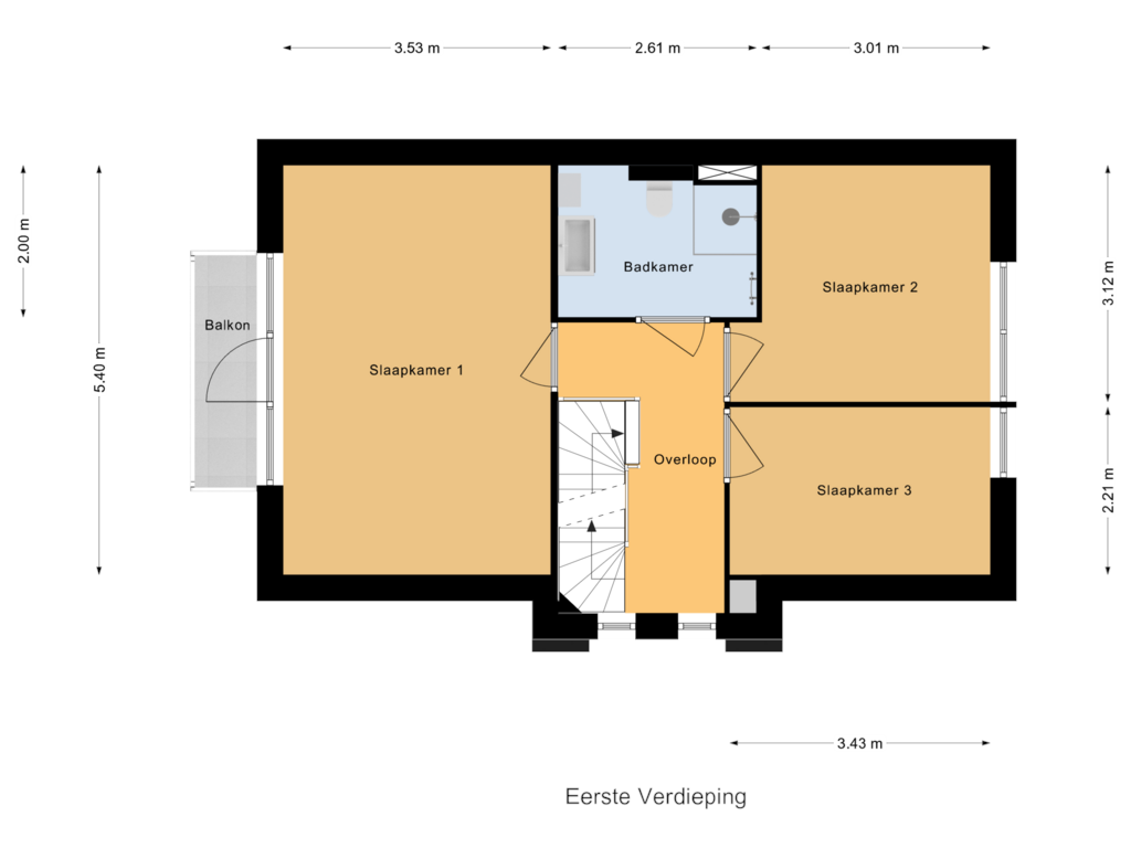 Bekijk plattegrond van Eerste Verdieping van Maria Reginastraat 1