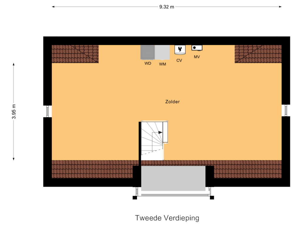 Bekijk plattegrond van Tweede Verdieping van Maria Reginastraat 1