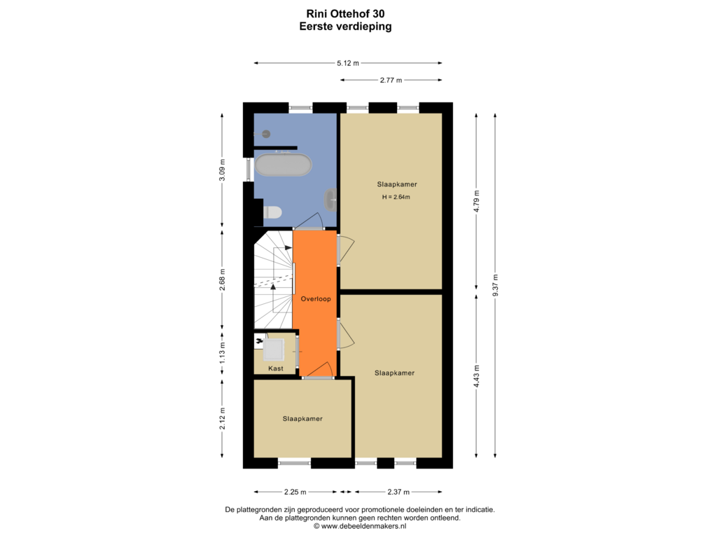 View floorplan of Eerste verdieping of Rini Ottehof 30