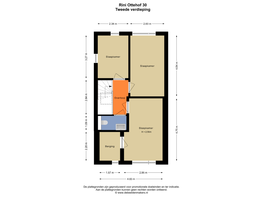 View floorplan of Tweede verdieping of Rini Ottehof 30