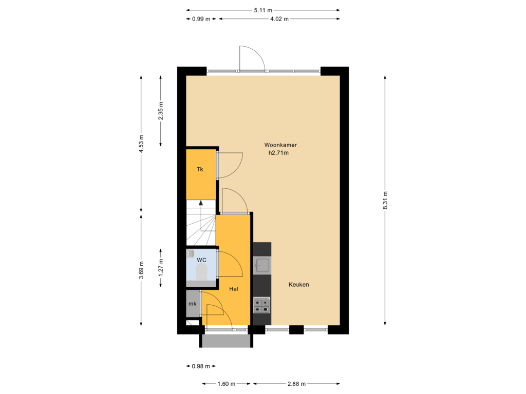 View floorplan of Begane grond of Huusakker 27