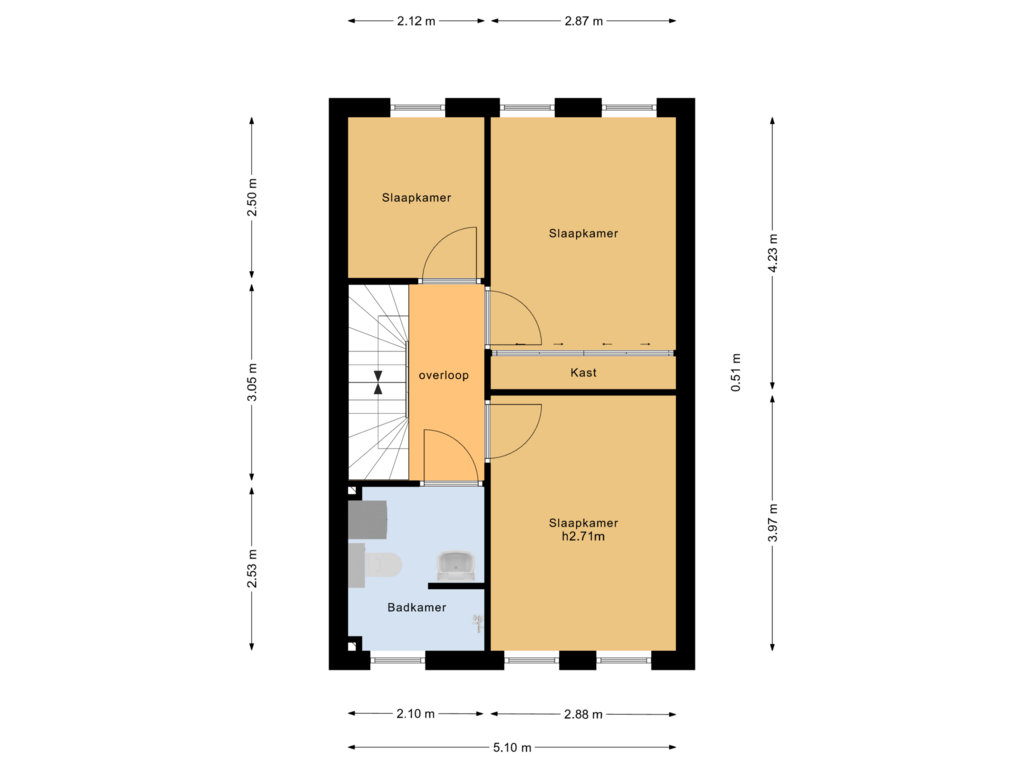 View floorplan of Eerste verdieping of Huusakker 27