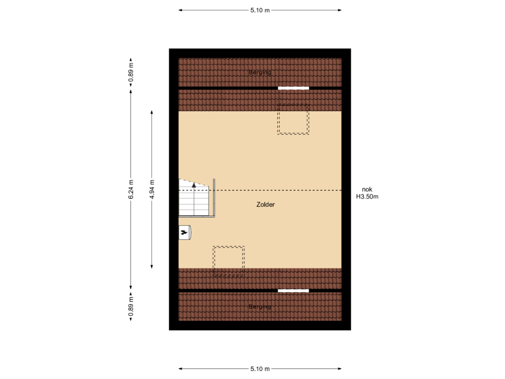 View floorplan of Zolder of Huusakker 27