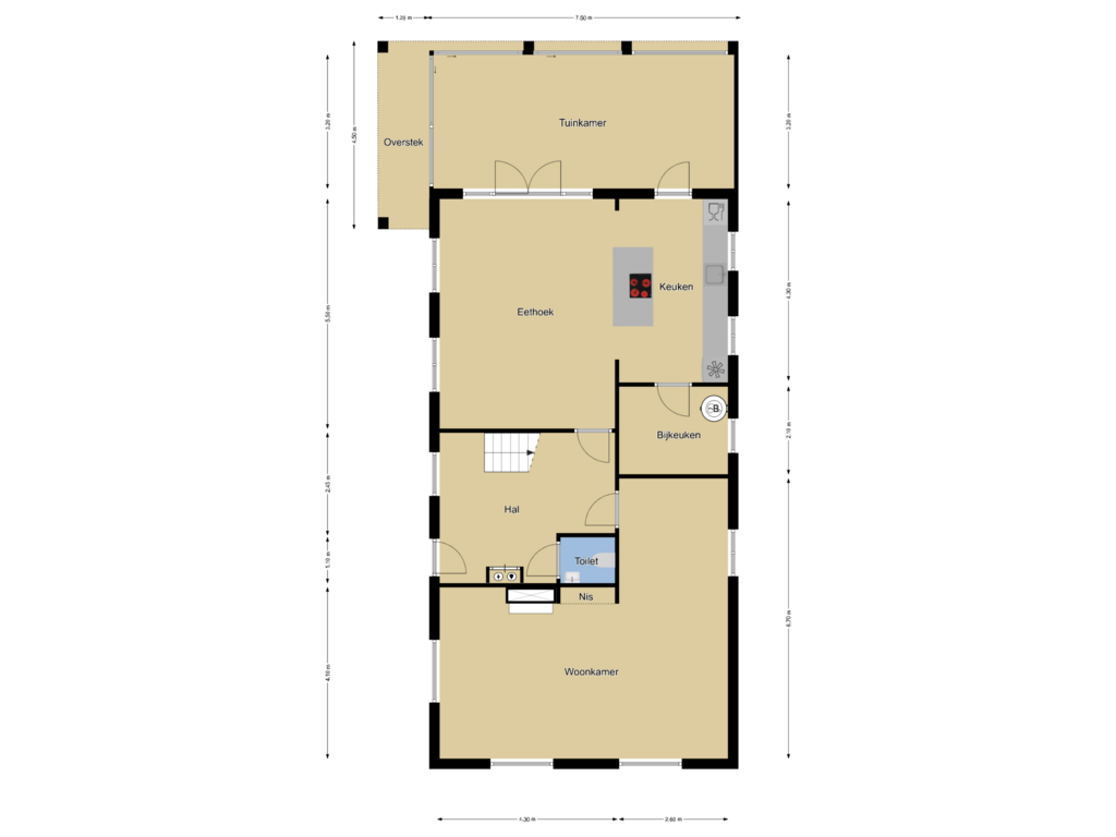 Bekijk plattegrond van Begane grond van Wageningsestraat 65