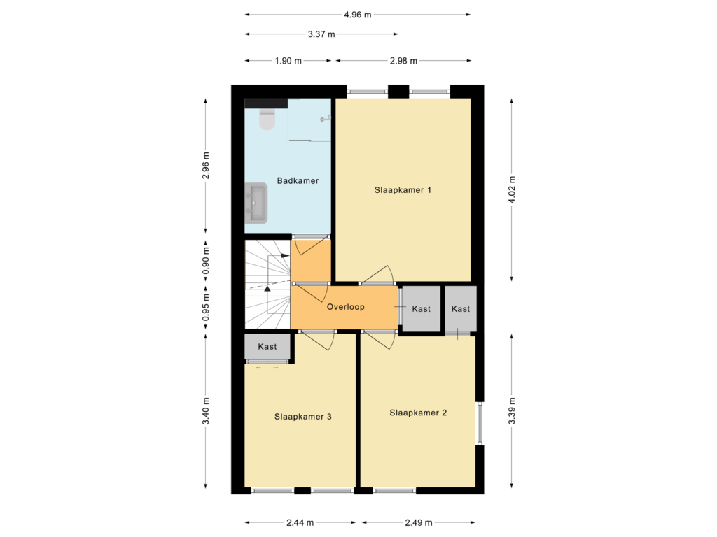 Bekijk plattegrond van Eerste Verdieping van Bethesdastraat 27