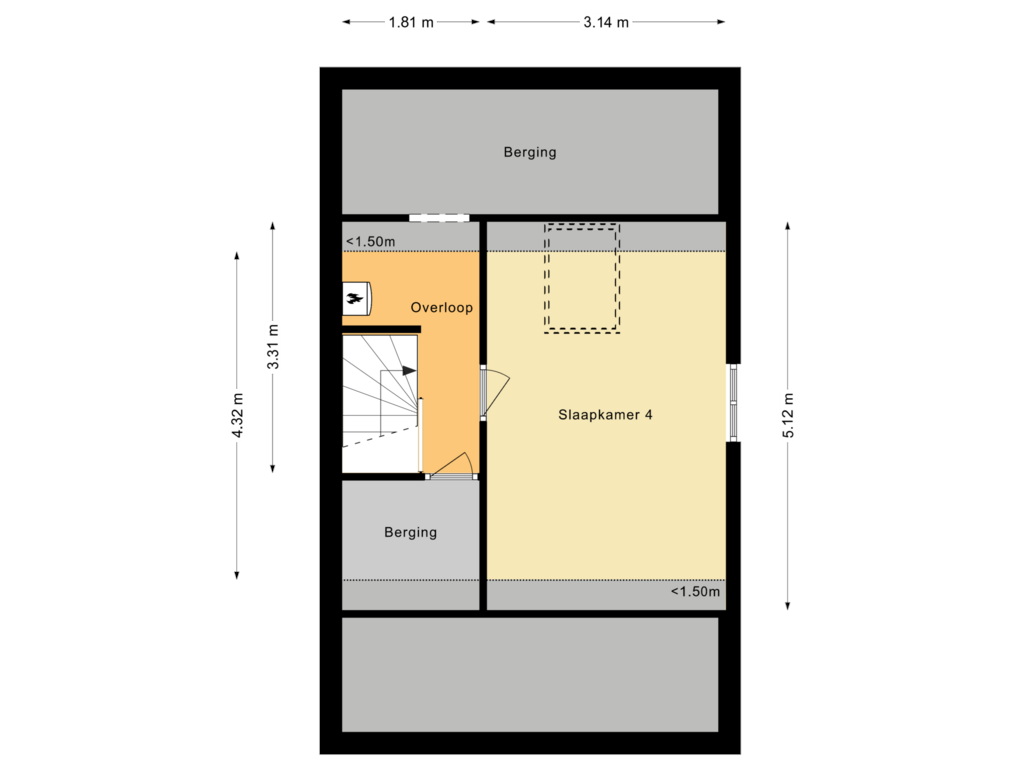 Bekijk plattegrond van Tweede Verdieping van Bethesdastraat 27