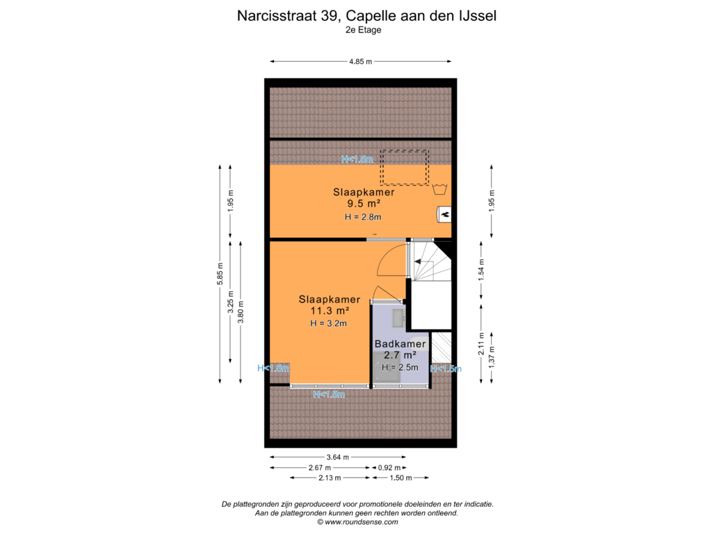 Bekijk plattegrond van 2e Etage van Narcisstraat 39