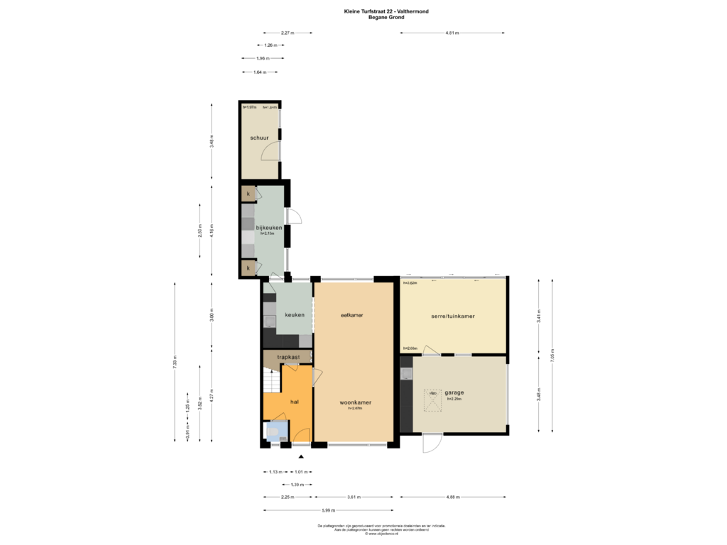 View floorplan of BEGANE GROND of Kleine Turfstraat 22