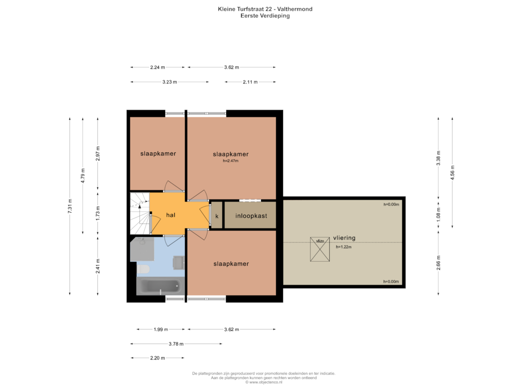 View floorplan of EERSTE VERDIEPING of Kleine Turfstraat 22