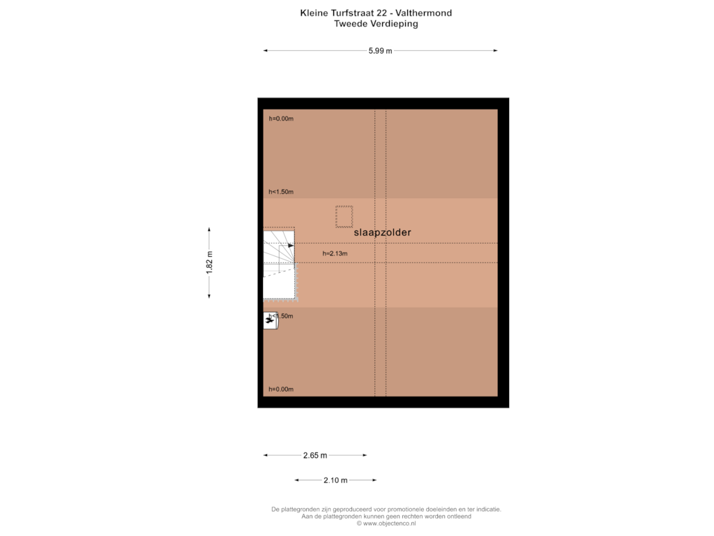 View floorplan of TWEEDE VERDIEPING of Kleine Turfstraat 22