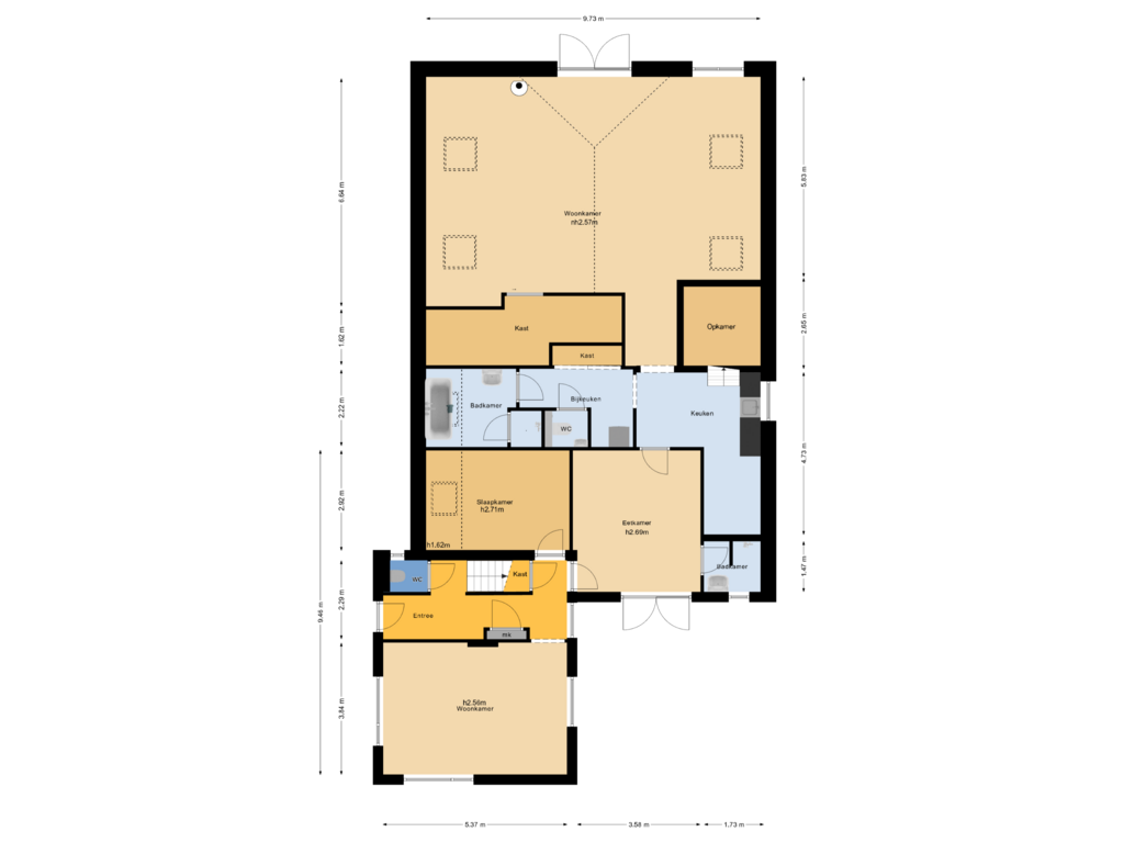 Bekijk plattegrond van begane grond van Marssestraat 29