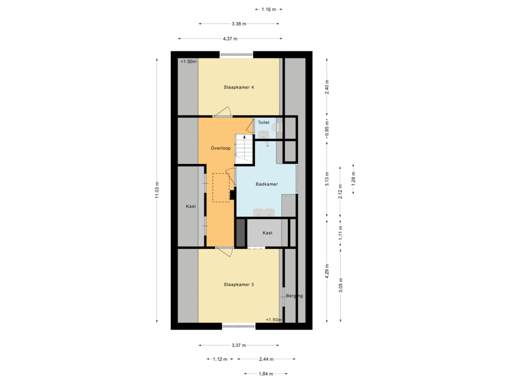 Bekijk plattegrond van Tweede verdieping van Overtoom 76