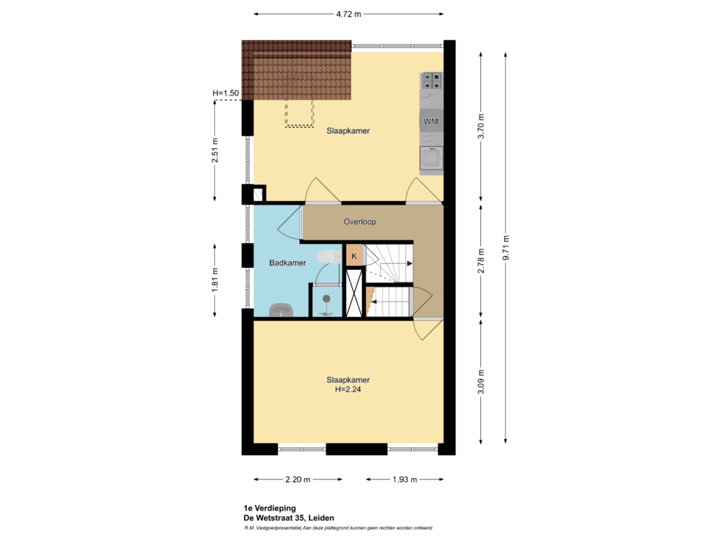 View floorplan of 1e Verdieping of De Wetstraat 35