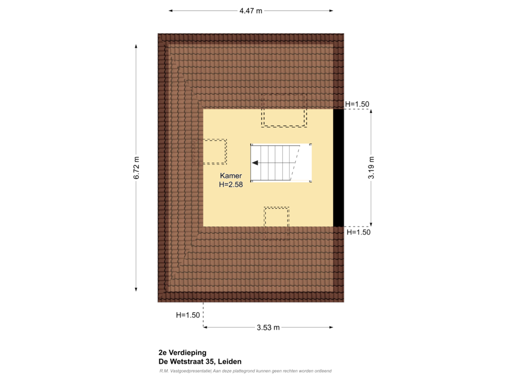 View floorplan of 2e Verdieping of De Wetstraat 35