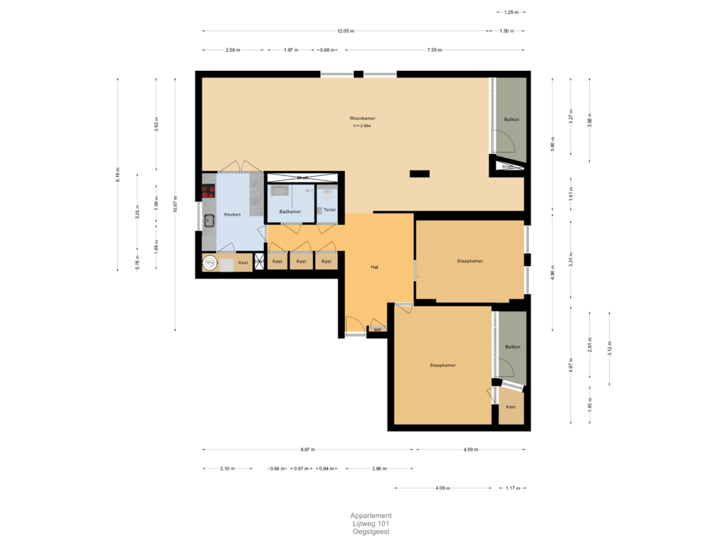 View floorplan of Appartement of Lijtweg 101