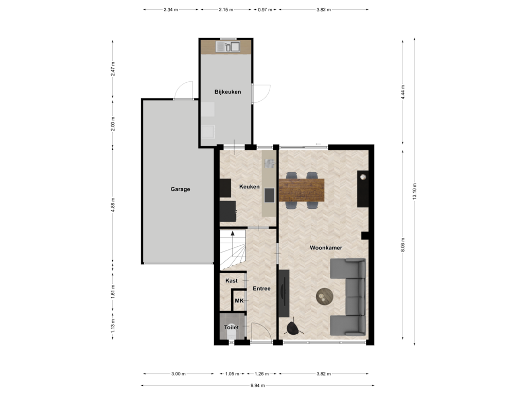 Bekijk plattegrond van Begane grond van Dinkelstraat 19