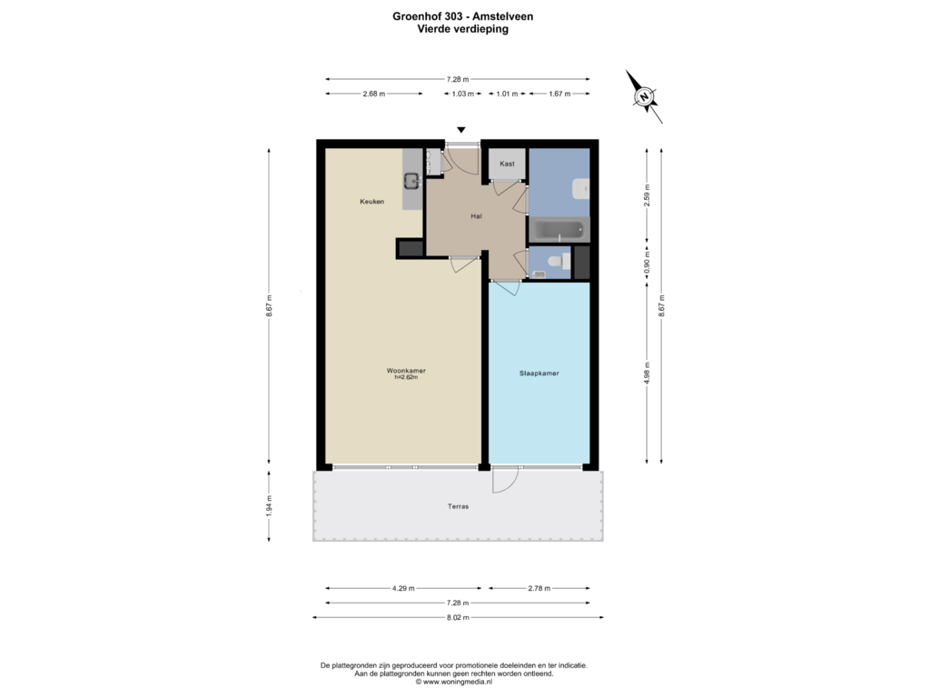 View floorplan of Vierde verdieping of Groenhof 303