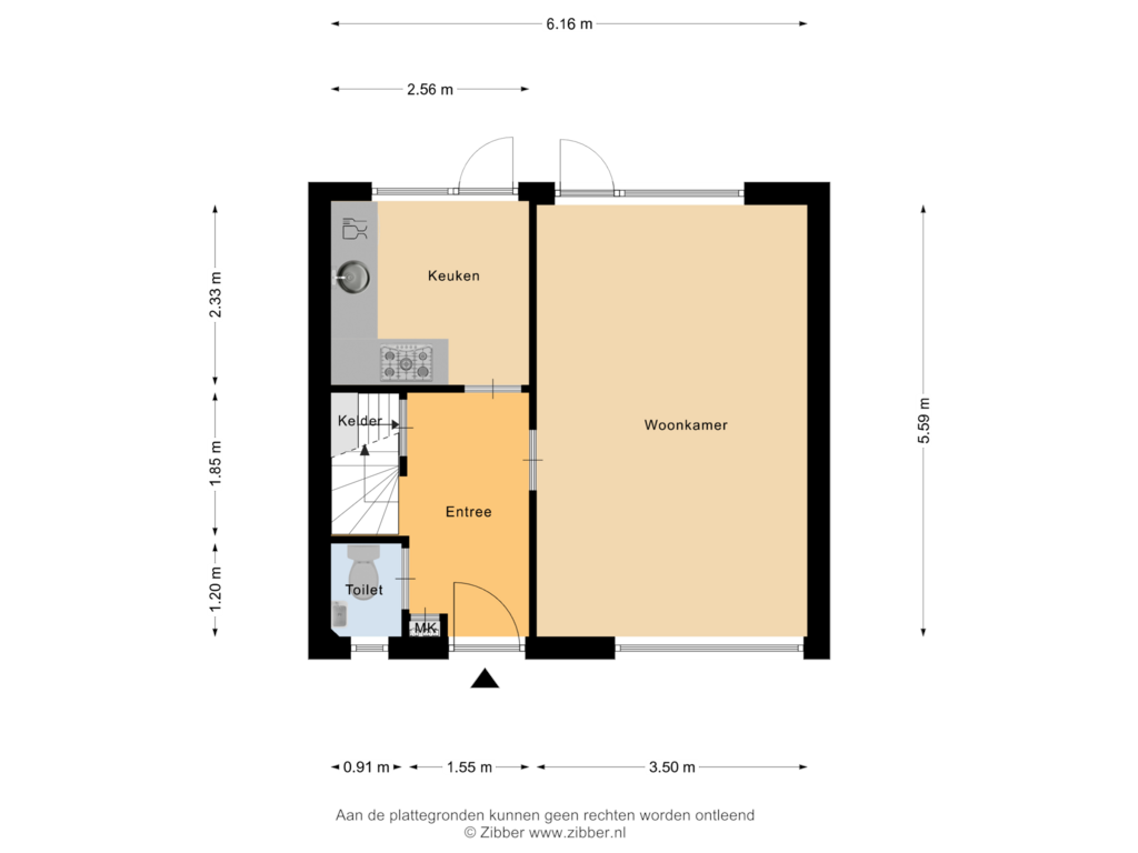 View floorplan of Begane grond of Anna Bijnsstraat 23